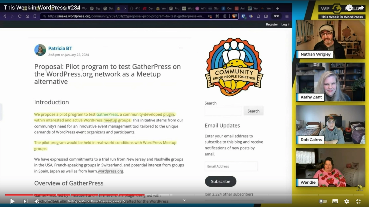 GatherPress in the WPBuilds show