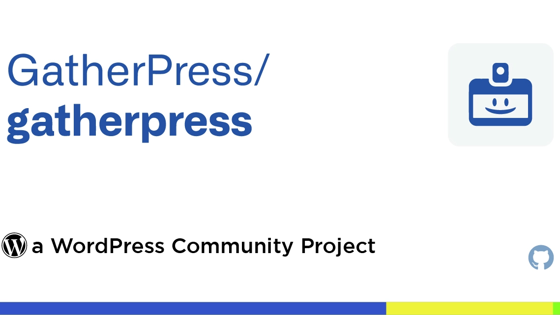 GatherPress featured image. Reads GatherPress, a WordPress Community Project
